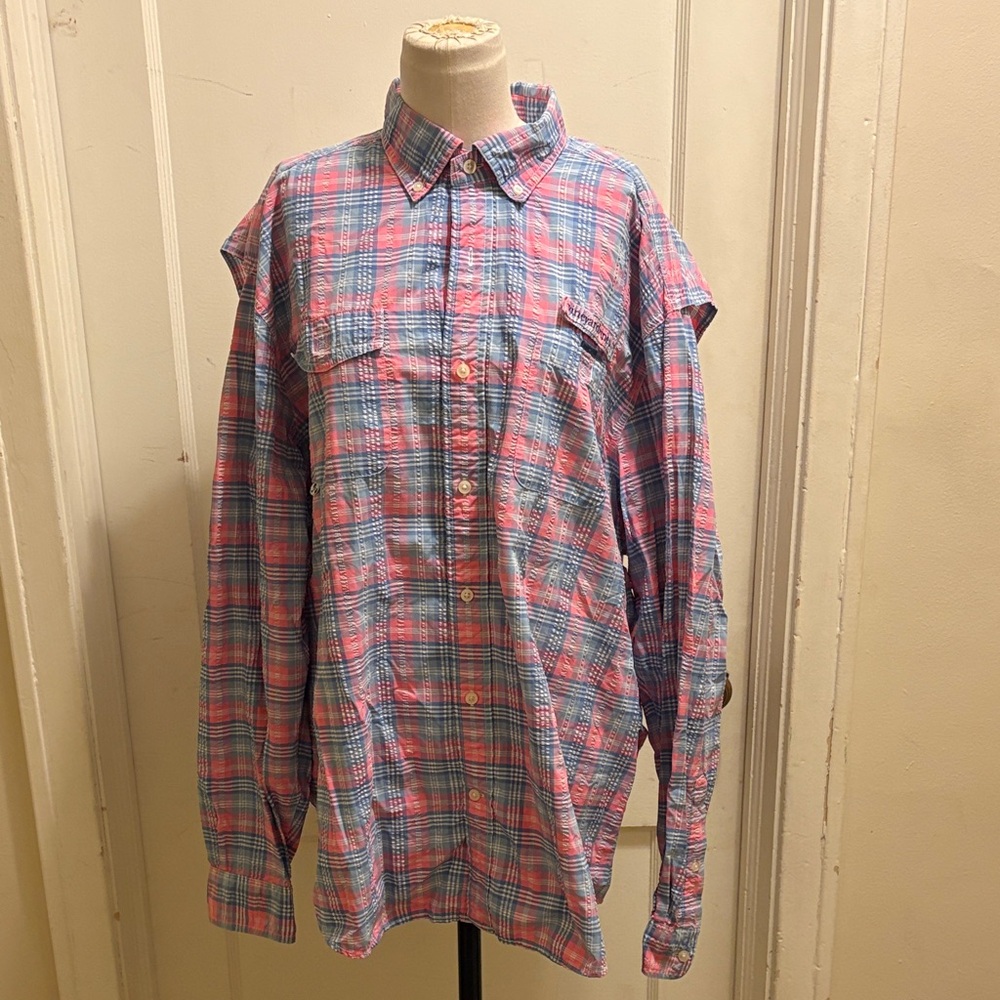 Vineyard Vines Blue and Pink Plaid Casual Shirt